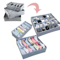 3pcsset foldable drawer organizers gray storage box case for bra ties underwear socks scarf drawer organizers