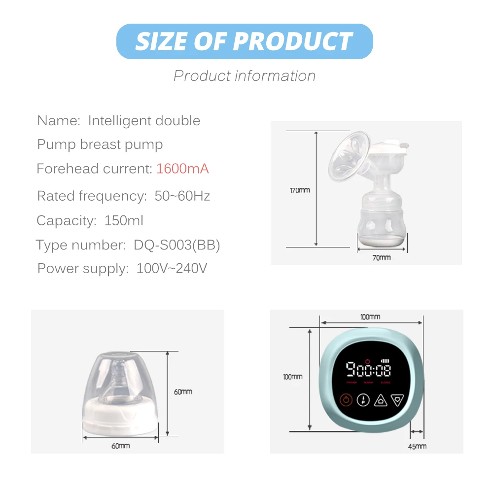 2021 NEW Bilateral Electric Breast Pump Suction Large Automatic Massage Postpartum Milk Maker LCD Touch Screen Control BPA Free double electric breast pump