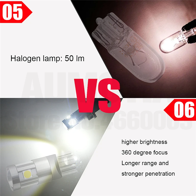 

2x T10 LED Car light Bulb 194 W5W 5 LED 501 3030 SMD Auto Turn Side License Plate Light Marker Interior Lamp Bulb 9-30V IC