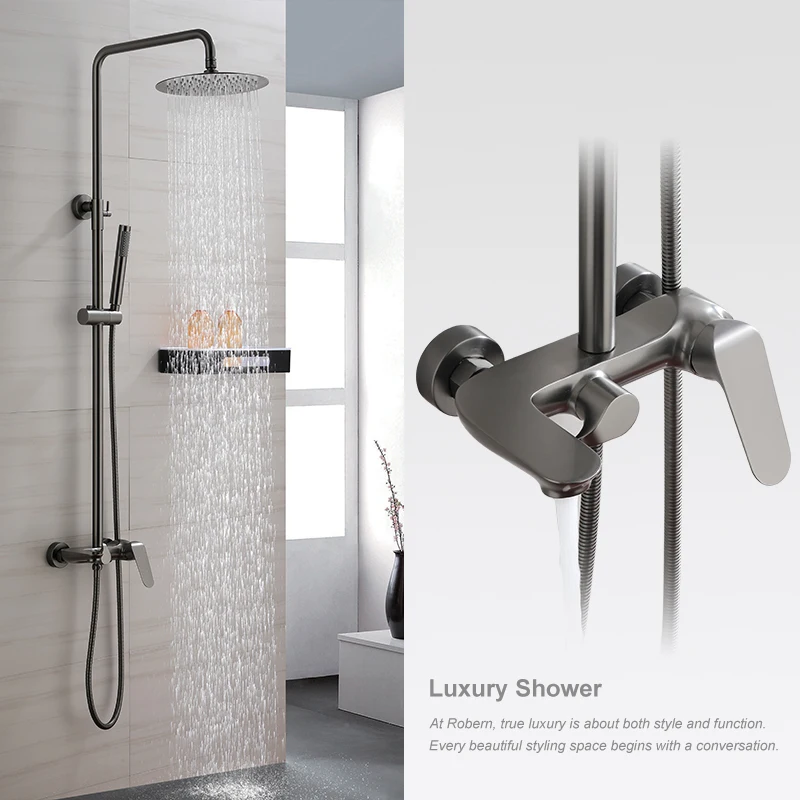 

Shower Faucet Single handle dual control Chrome Shower Set Rotatable with lifting Waterfall Rain Shower System bathtub faucets