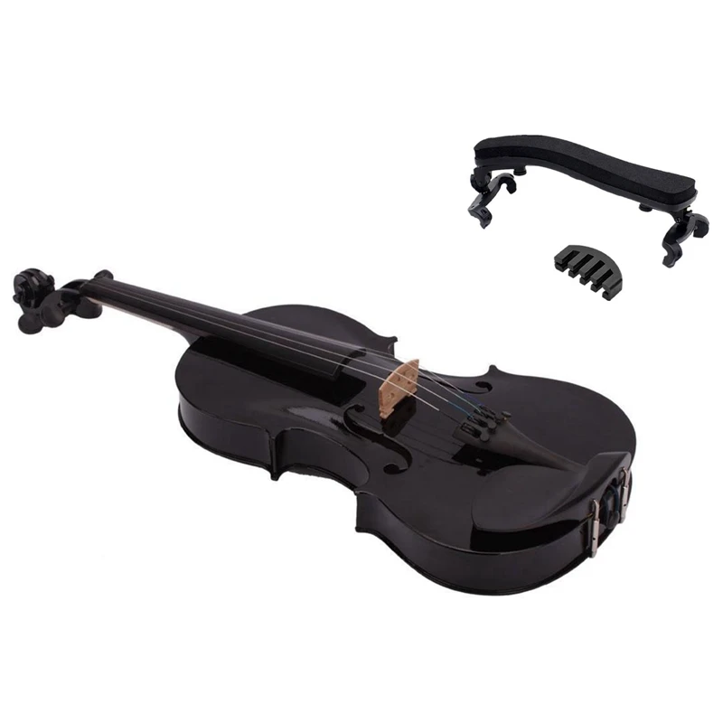 

4/4 Full Size Acoustic Violin Fiddle Black with Case Bow Rosin & Violin Shoulder Rest for 4/4-3/4 Size with Collapsible