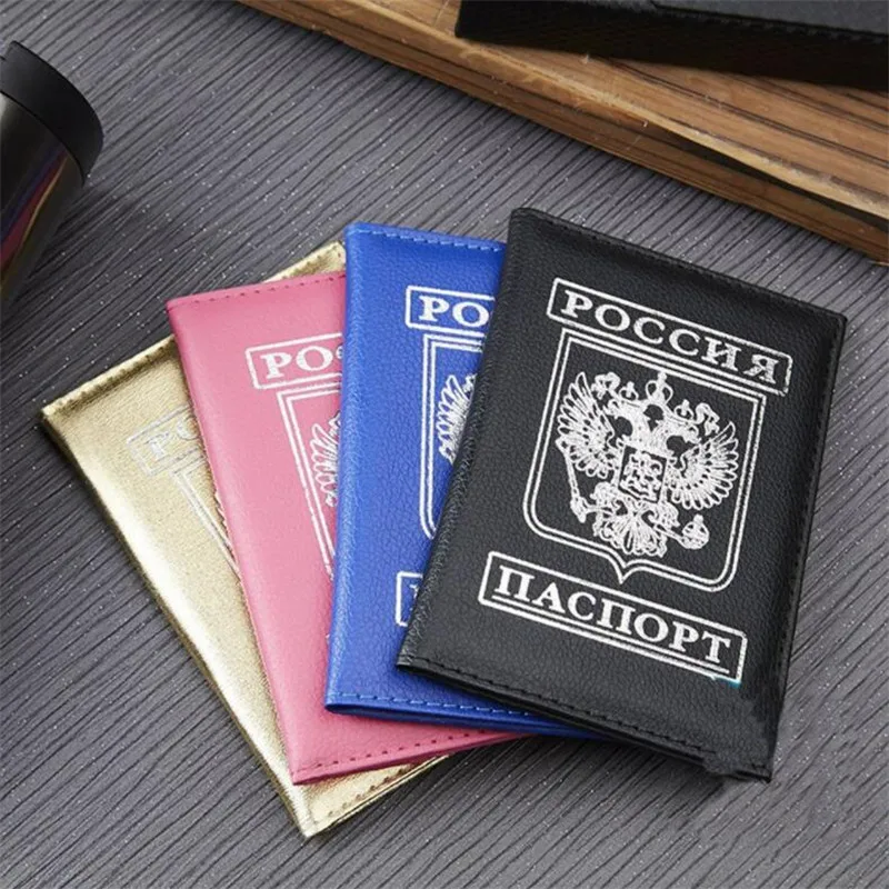 Women Men Travel RU Passport Cover Russian Emblem Pass Card Credit Holder Case PU Leather Business port Wallet | Багаж и сумки
