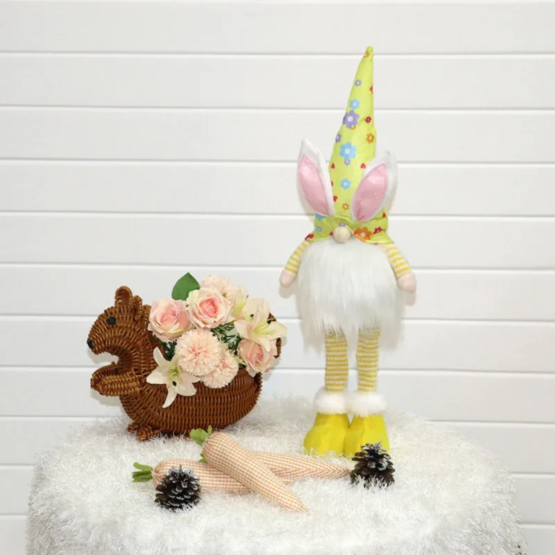 

Easter LED Light Cute Faceless Doll Gnome Bunny Decoration Handmade Rabbit Elf Plush Toys Doll Figurines Holiday Party Decor