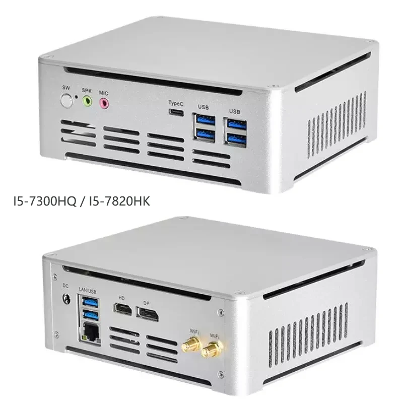 Мини ПК игровой компьютер I5 7300HQ I7 7820HK I5-8300H I7-8750H 4K DP HD TYPE-C 2 * DDR4 M.2 SSD офисный настольный компьютер