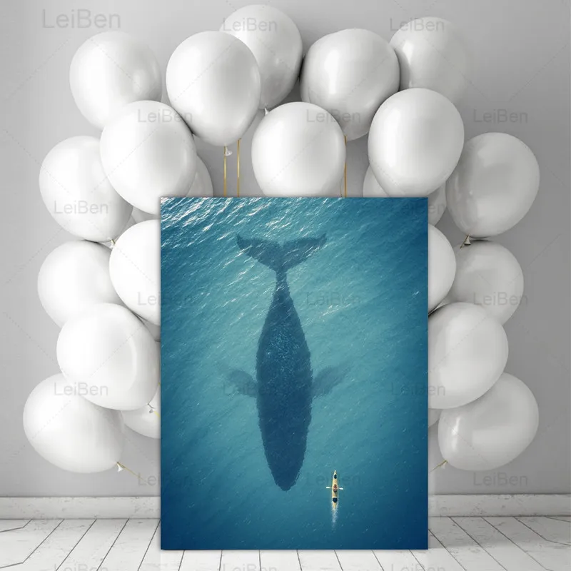 Скандинавский человек плавает на большой акуле холст живопись Художественная