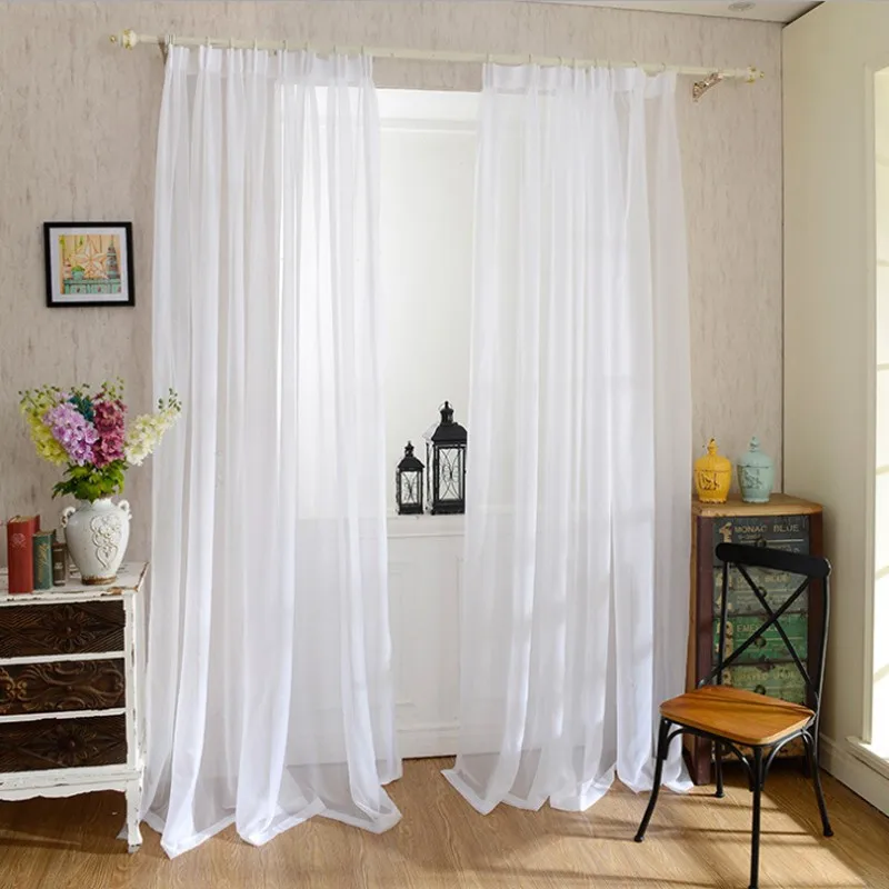 

Sheer Voile Window Panel Curtains White Tulle Modern Curtains For Living Room Transparent Bedroom Persianas Para Exteriores
