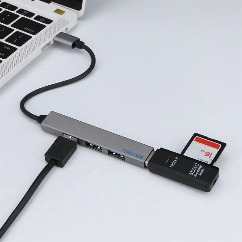 

Type-C To 4 Usb Hub Expander Ultra-Thin Mini Portable 4-Port Usb 3.0 Hub Usb Power Interface For Mac-Book Laptop Tablet Computer