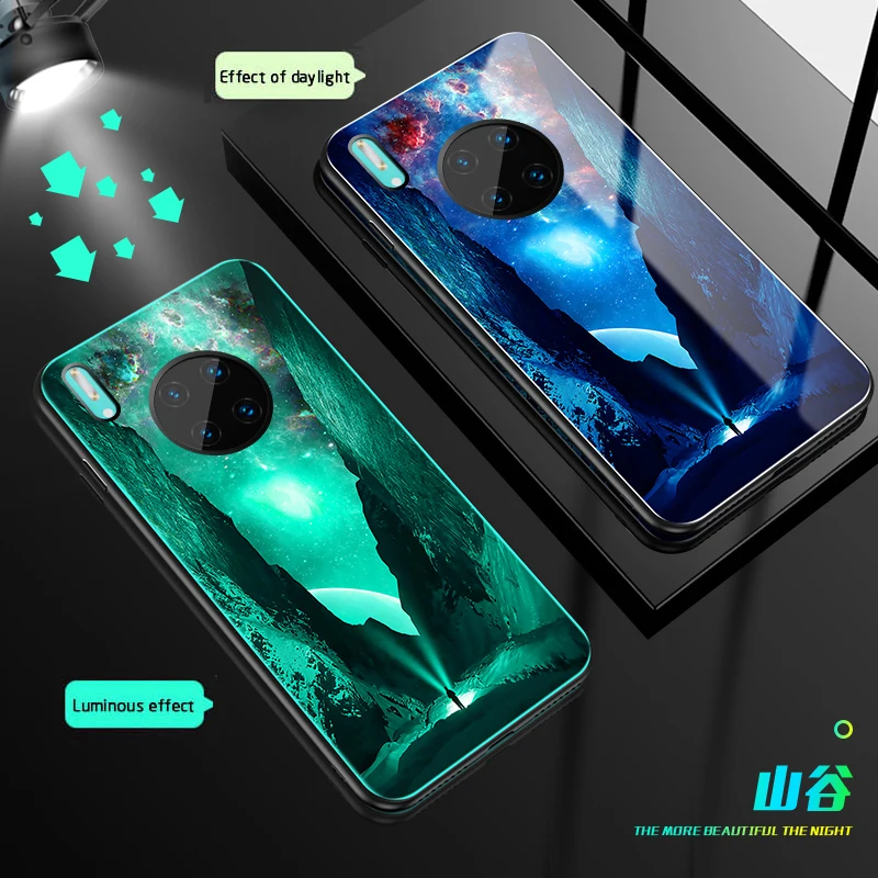 04 Чехол в виде светящегося стекла для huawei mate 30 20 Lite Ночной светильник чехол для mate 30 20 pro задняя крышка для huawei mate 30 5G mate 20X - Цвет: 04
