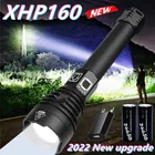 Новинка 2022, светодиодный фонарик XHP160, перезаряжаемый от USB высокомощный фонарик, масштабируемый водонепроницаемый фонарик XHP90 для охоты 18650, тактический фонарь