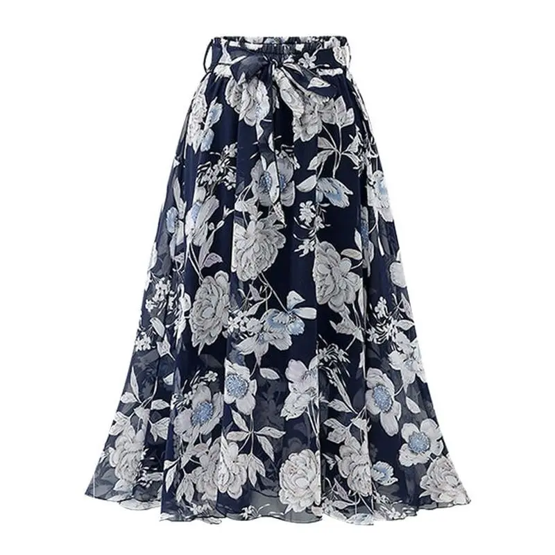

sell through Ebay in the European and American wind broken beautiful chiffon skirts long printing full-skirted