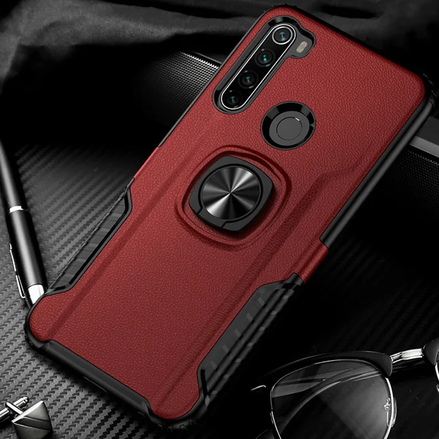 Ikrsses для Xiaomi Redmi Note 8 Pro Чехол автомобильный держатель Магнитный кронштейн Стенд чехол с кольцом для пальца для Redmi Note 7 анти-осенний чехол - Цвет: Red