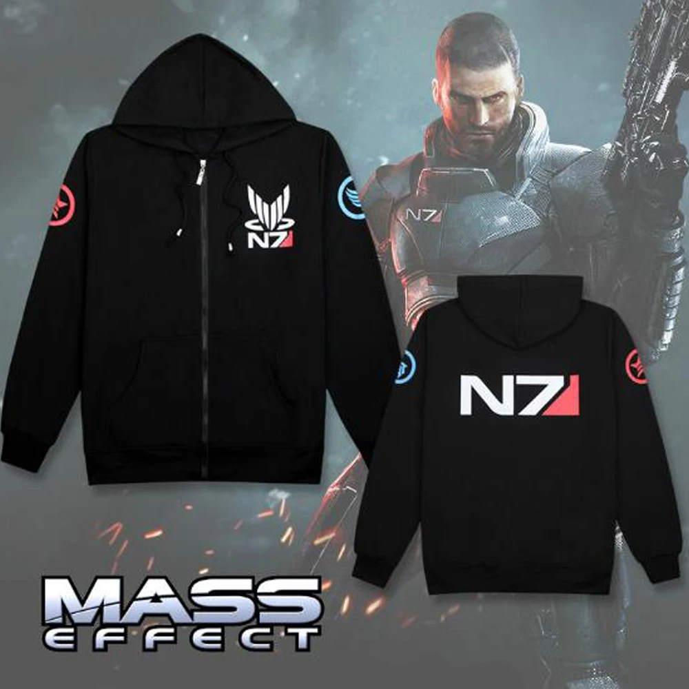 Куртка на молнии для косплея N7 Game Men толстовка с эффектом масс-эффекта утепленная