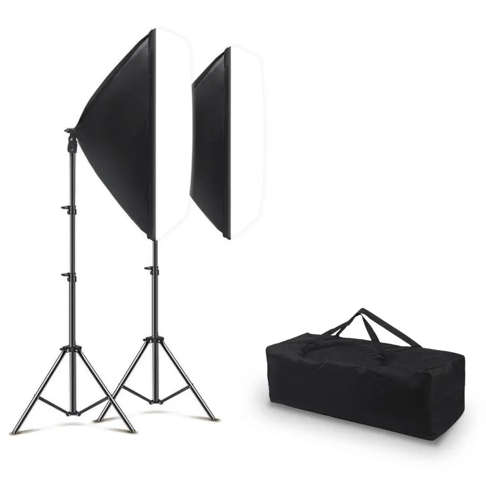 

Photo Studio 50x70CM Softbox Lighting Kits Photography Accessories with E27 LED Lamp Bulbs 2M Tripod for Video Photo Shooting