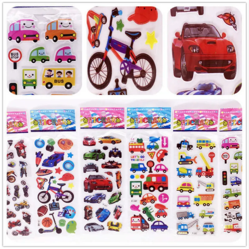 Наклейки Детские 6 листов стикеры с автомобилем для обучения учителю аниме