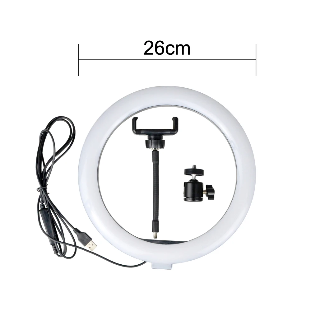26cm 16/26 см затемнения светодиодный селфи кольцо светильник Youtobe фотографии 3200-5500k Photo Studio телефон видео USB Plug прямые трансляции, кольцевая лампа - Цвет: 26cm