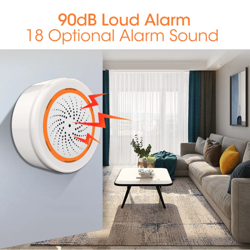 

Alarm Temperature Humidity Sensor Built-in Siren Alarm 3 In 1 90DB Sound Light Sensor Smart LIfe With LED Light Flash Sound Warn