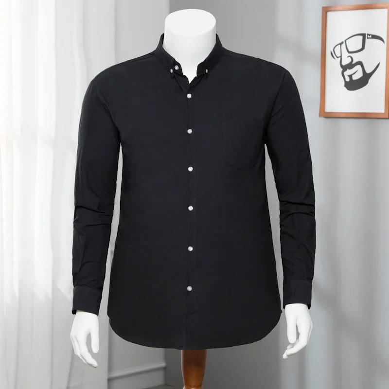 

Square 6XL Slim plus 8XL Collar Long Sleeved Business Casual Vocational Work Clothes Men'S Solid Shirt