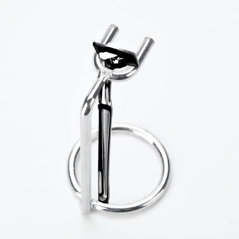 

Men Steel Safety Razor Stand Double Edge Shaver Metal Z-frame Art Holder Razor Accessories Support Tool