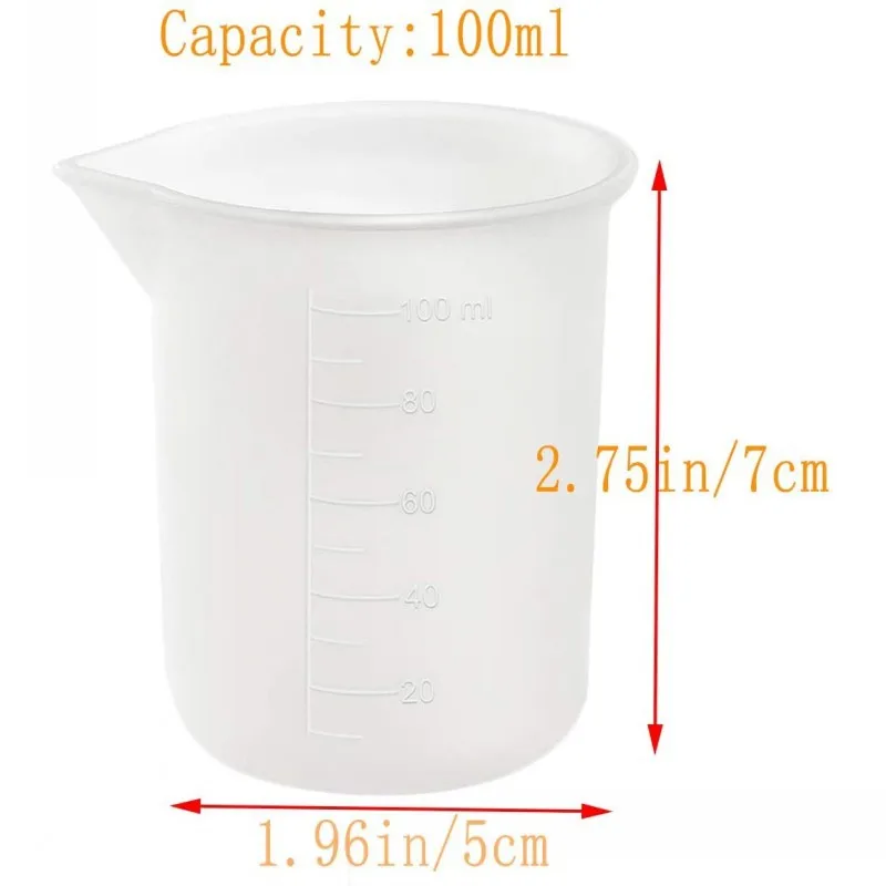 

100ml Silicone Transparent Cup Scale Crystal Glue DIY Craft Measuring Cup Measuring Tools For DIY Baking Kitchen Tool