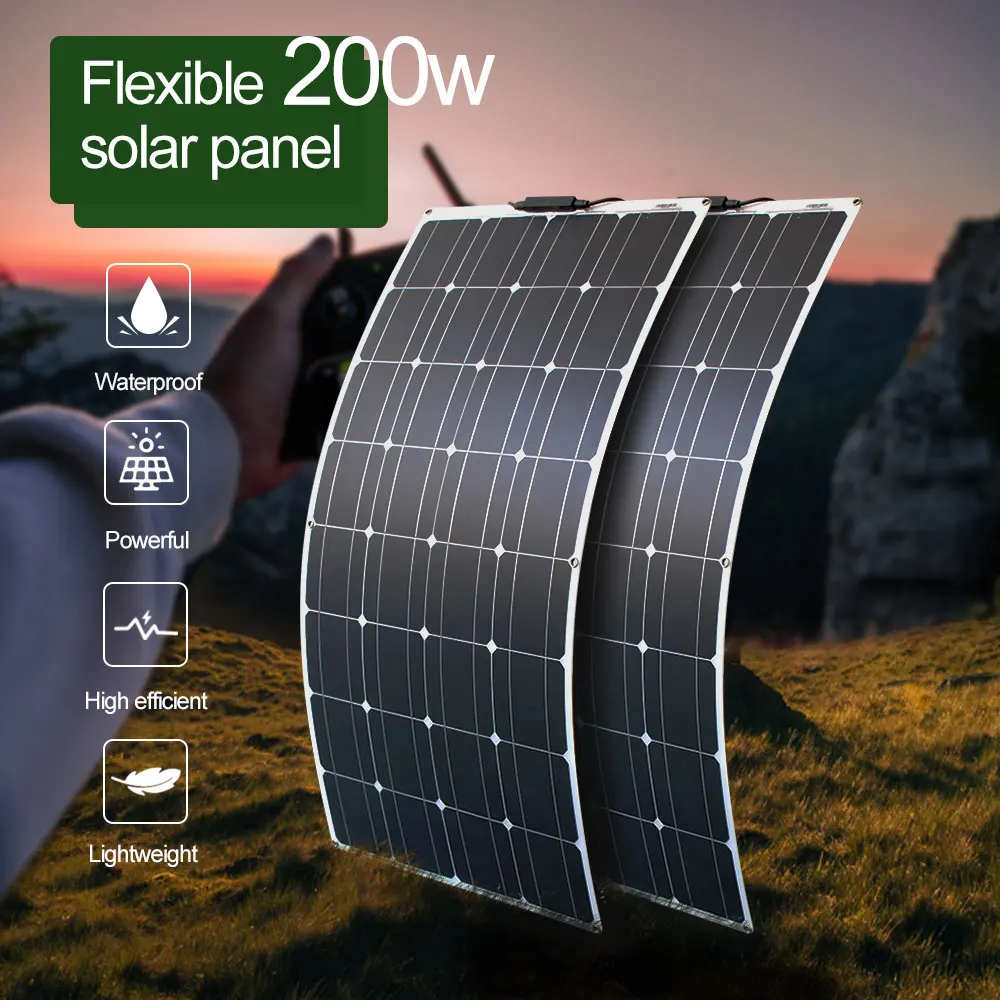 12 В портативные солнечные панели 200 Вт 100 2 шт. гибкие солнечное зарядное