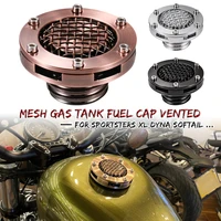 motorcycl mesh gas tank fuel cap vented for harley touring road king dyna softail sportsters xl883 1982 2020 right hand thread
