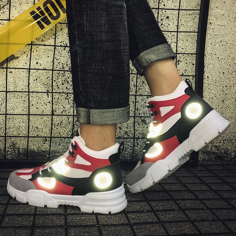 Мужские классические ботинки на шнуровке LIN KING Блестящие ботильоны с высоким