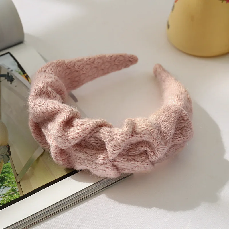 Повязка на голову женская плиссированная модный вязаный головной убор с