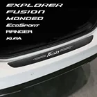 Автомобильный задний бампер из углеродного волокна кожаные наклейки для Ford Fiesta Fusion Kuga Ranger Mustang протектор для багажника автомобильные аксессуары