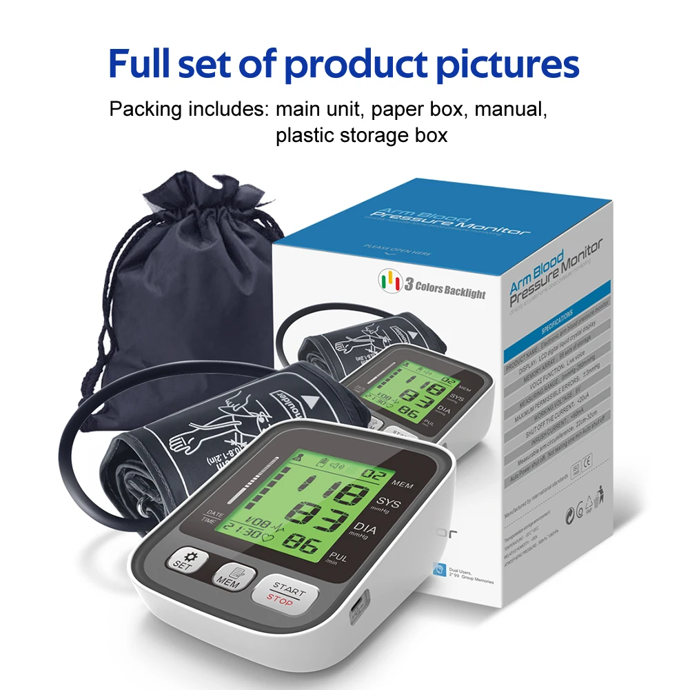 

Sphygmomanometer Blood Pressure Automatic LCD Screen Arm Automatic Wrist Medical Equipment Portable Heart Rate Pulse