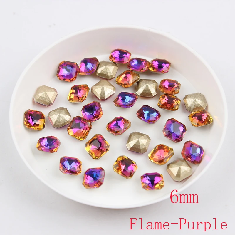 6x6mm Square octagonal Nail Rhinestone Flatback Crystal Stones DIY Decorations Manicure Diamond For whole sale | Дом и сад