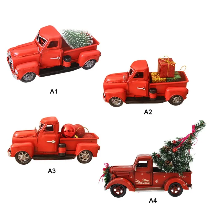 

2020 Christmas Retro Red Truck-Small Red Truck With Christmas Tree For New Year children's Gift