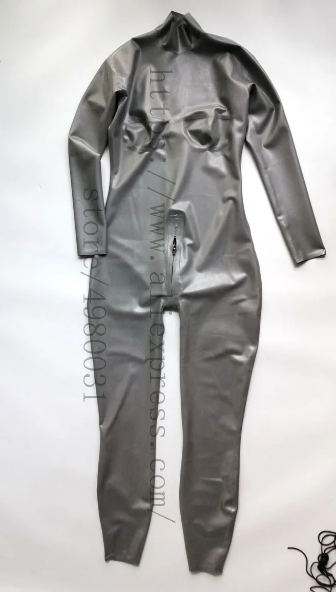 Bling Серебряный латексный Zentai женский Облегающий комбинезон с длинными рукавами облегающий боди с корсетом