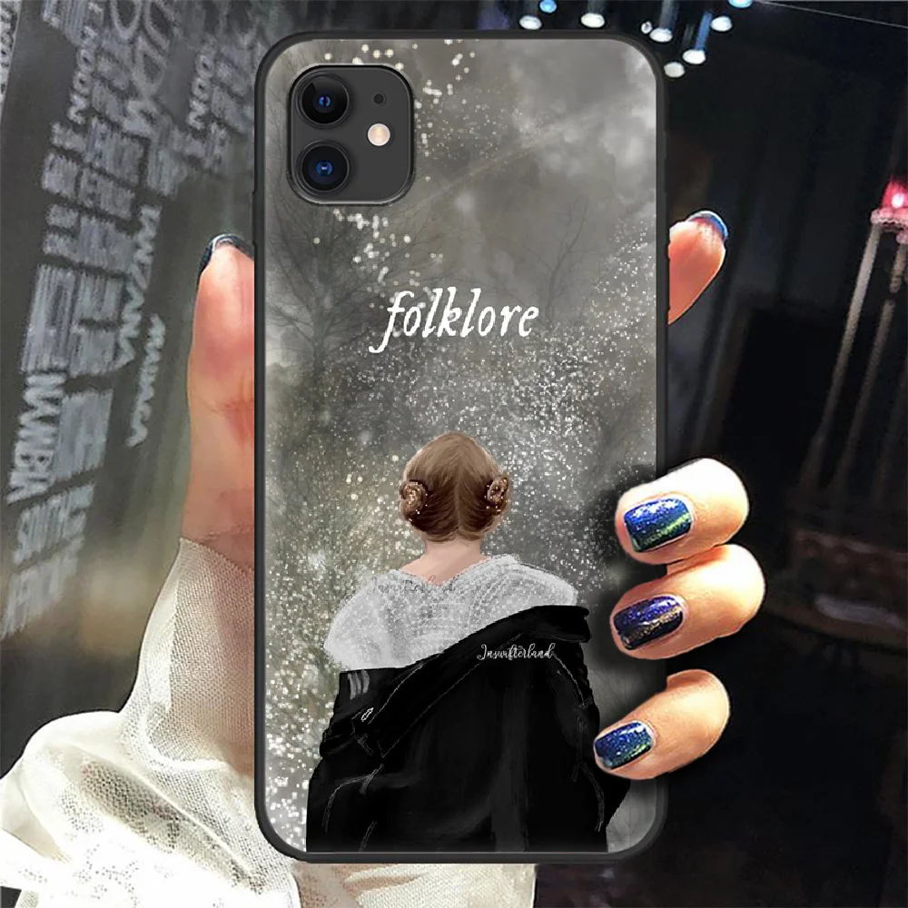 

Taylor Alison Swift Folklore Phone Case Cover Hull For Iphone 5 5s Se 2 6 6s 7 8 12 Mini Plus X XS XR 11 PRO MAX black Hoesjes
