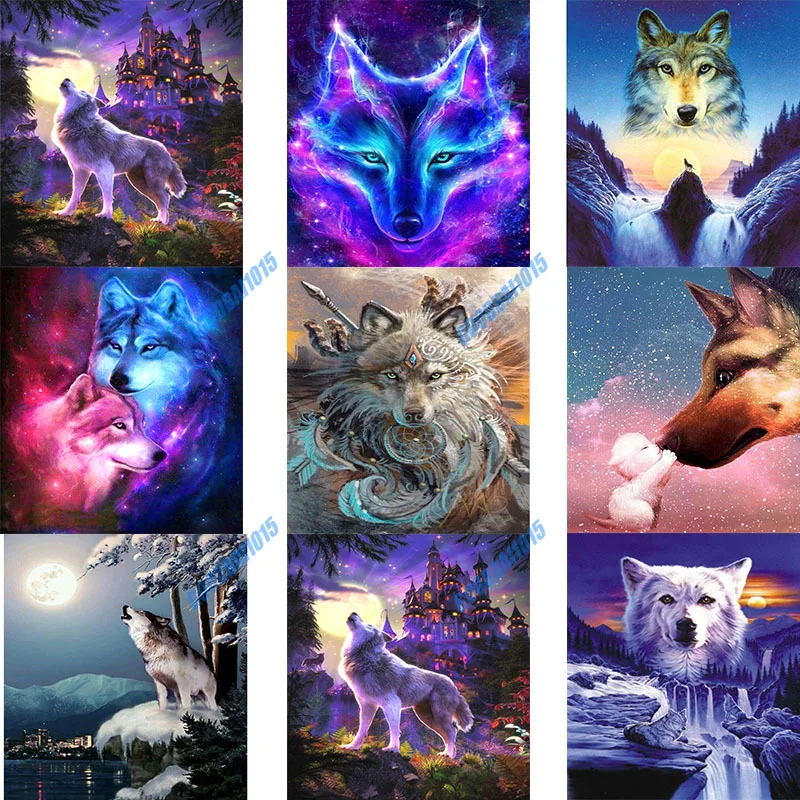 

Алмазная 5D живопись «сделай сам», наборы для вышивки крестиком с волком, алмазная вышивка, мозаика с животными, домашний декор, художественн...