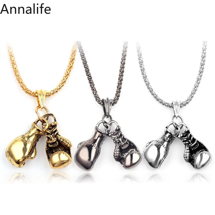 Ожерелье для боксерской перчатки из нержавеющей стали с золотым/серебряным