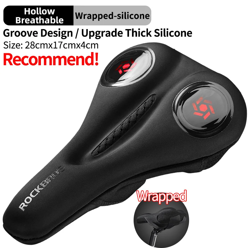 

ROCKBROS MTB Bicycle Saddle Cover Liquid Silicone Gels Saddle Cover Hollow Breathable Comfortable Soft Cycling Seat Accessories