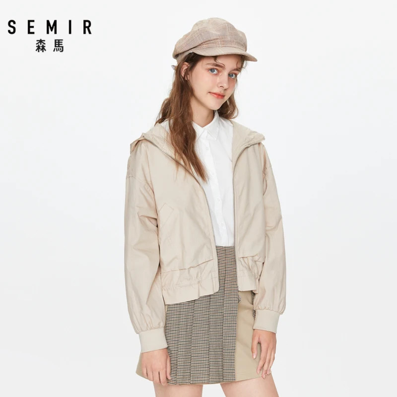 Женская куртка с капюшоном SEMIR Весенняя короткая тонкая большого размера
