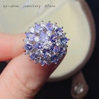 new natural tanzanite ring 925 silver ladies ring exquisitely crafted luxurious inlaid graceful atmosphere