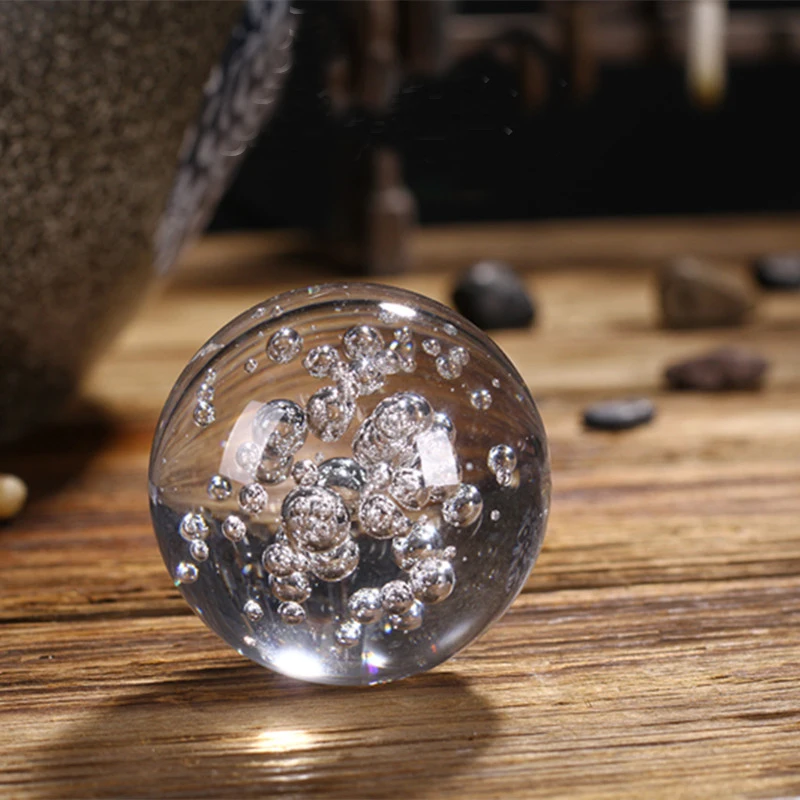 3/4/5/6/8cm Crystal Ice Crack Ball Glass Sphere Feng Shui Ornament Rocky Water Fountain Bonsai Home Decor Figurine | Дом и сад