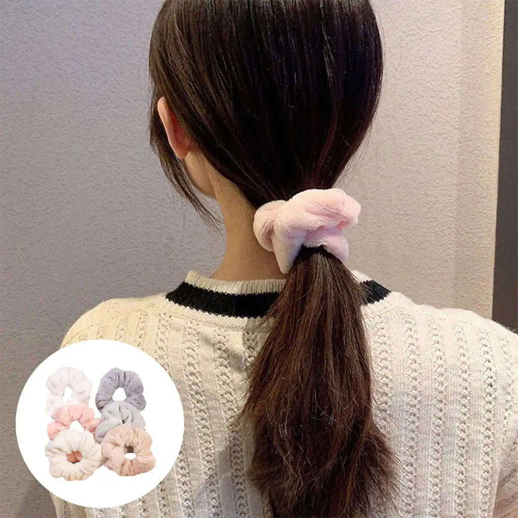 

6 Pieces Elastic Plush Hair Rubber Lady Female Ponytail Holder