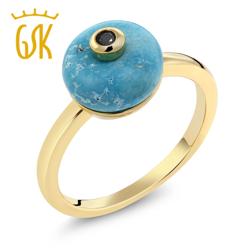 Винтажное кольцо GemStoneKing из серебра 925 пробы с натуральным черным бриллиантом