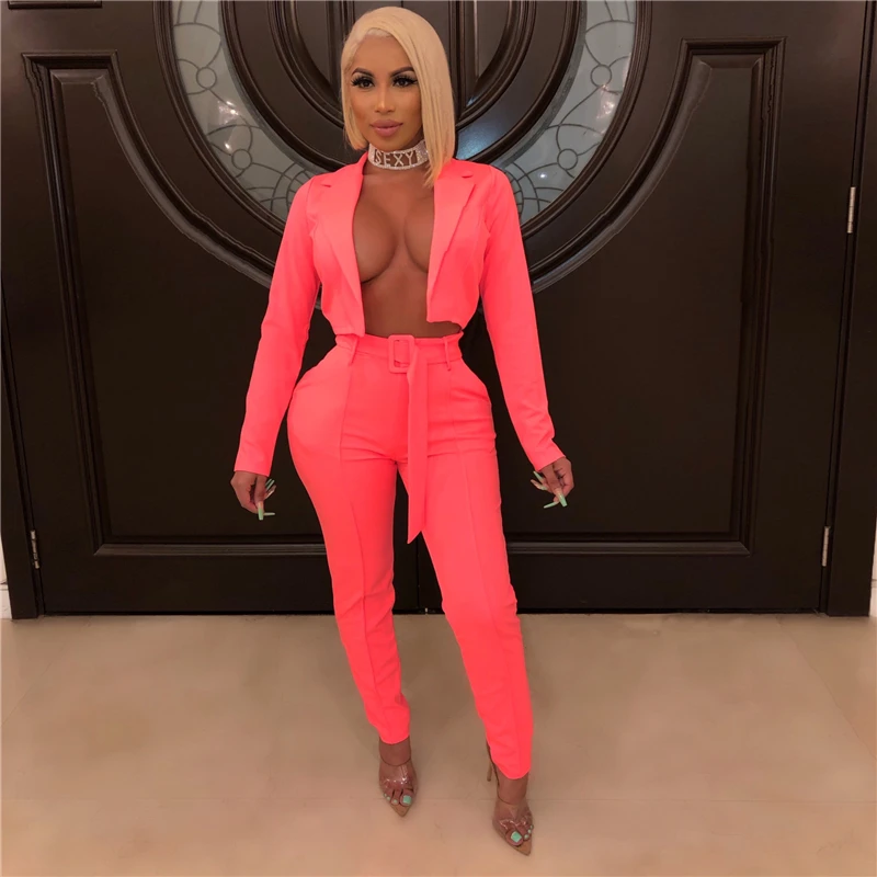 PinePear Ladies White Pant Suits Fashion Blazer and Pants Set for Women Formal Party Two Piece Set Terno Feminino Drop Shipping