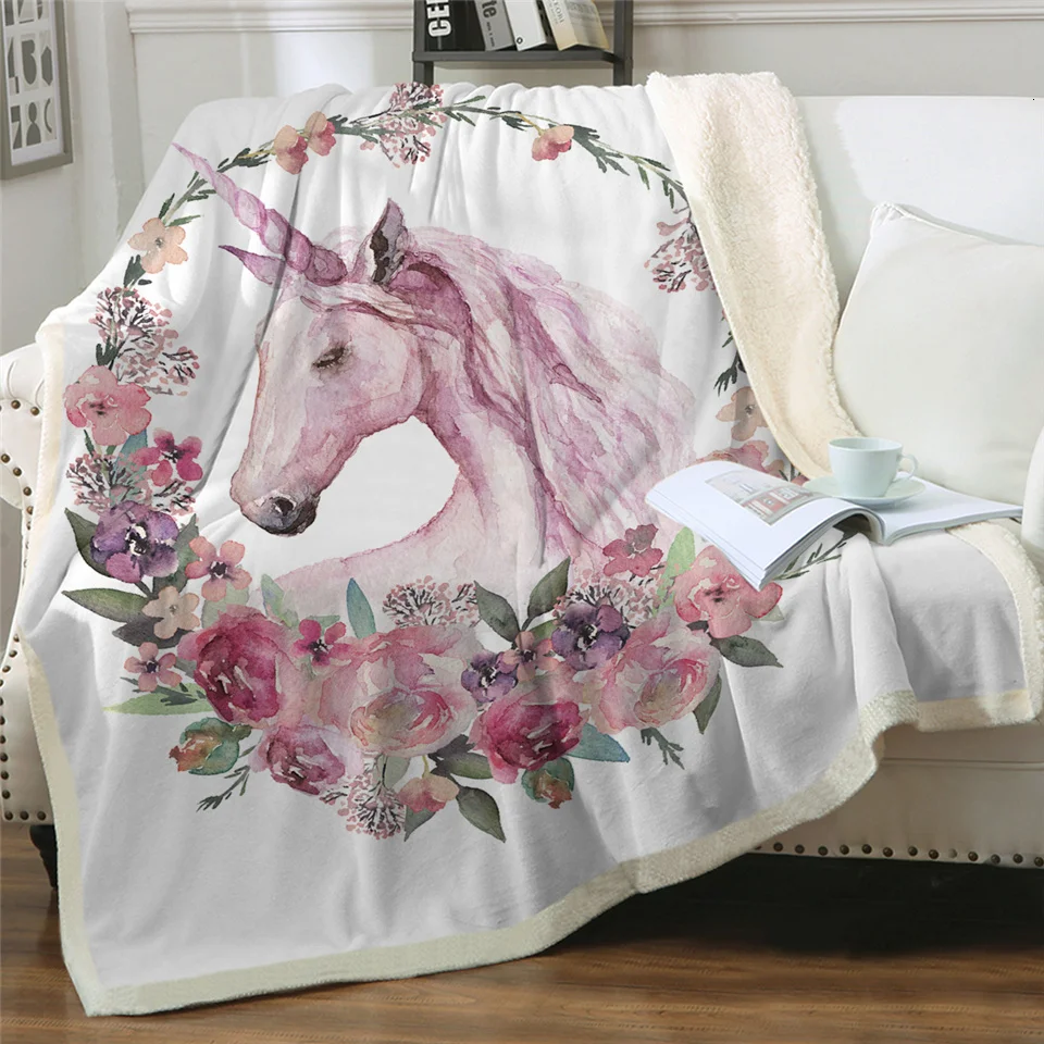 BeddingOutlet одеяло с рисунком единорога, детское одеяло с цветочным рисунком, мягкое плюшевое покрывало для девочки, тонкое одеяло, Прямая поставка