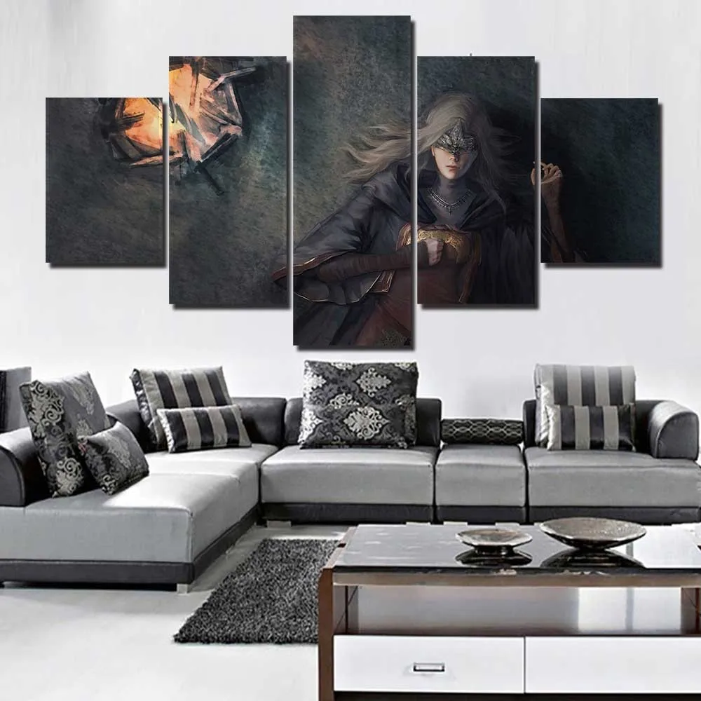 Canvas Pictures Home Decor 5 Pieces Dark Souls 3 Fire Keeper Paintings Wall Art Printed Poster Hotel Modular Living Room Frame | Дом и сад