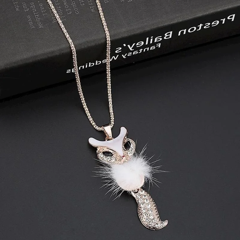 Лисий шерстяной свитер цепочка Кулон модный ожерелье Длинный женский| |