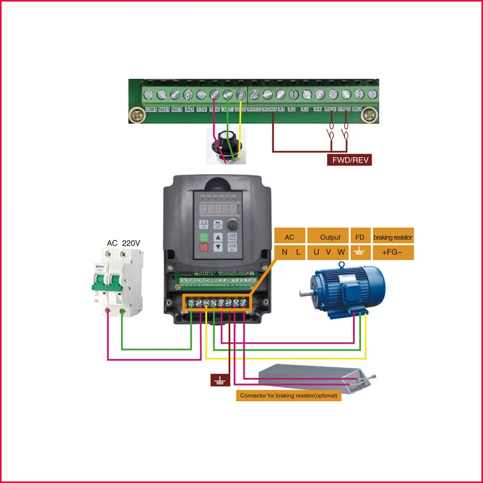 Инвертор 220 кВт 110 В/400 В VFD инвертор Гц 1HP вход 3HP с переменной частотой для