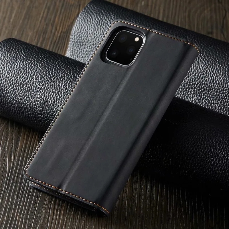

Leather Flip Case for IPhone 12 11 Pro Max XR PU Leather Luxury Shockproof Kickstand Cover for IPhone XS 8plus Insert Card Shell