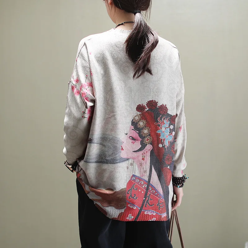 Женский винтажный Пуловер Max LuLu Повседневный хлопковый свитер с принтом в