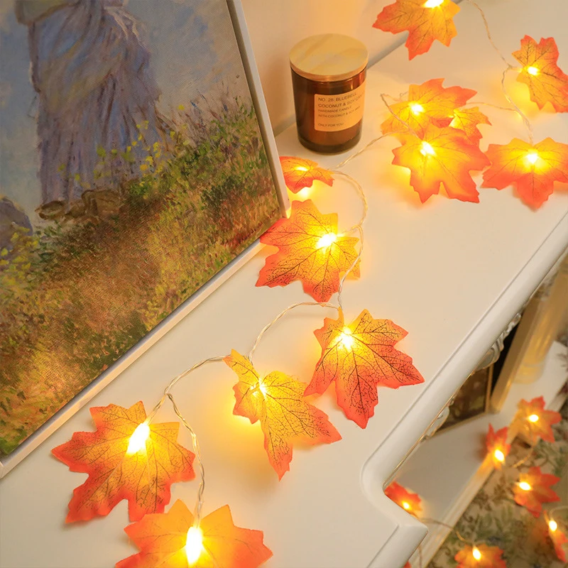

Thanksgiving String Garland Maple Leaves Led Fairy Lights 2M 10LED DIY Fall Decor Lights Autumn Dinning bedroom Party Decoration