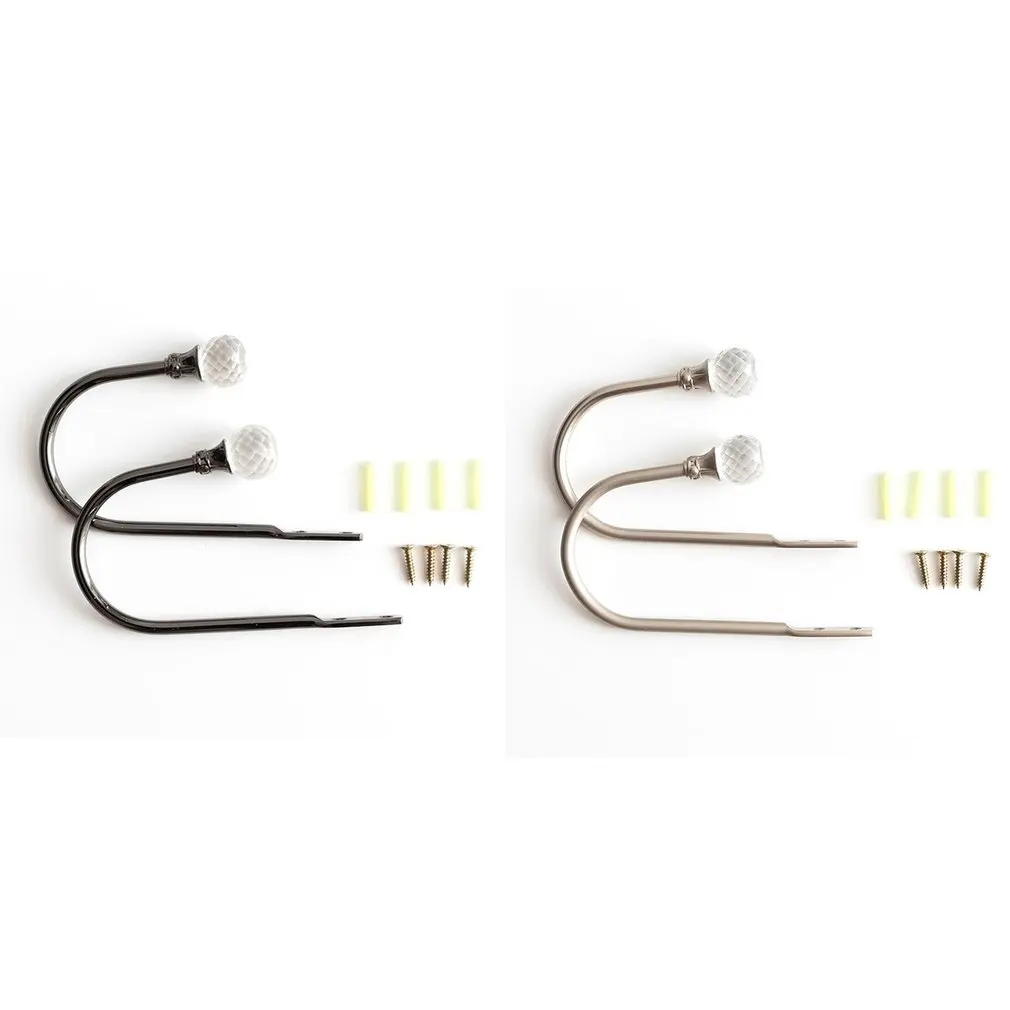 

2 Pcs Crystal U-shaped Hook Curtain Wall Hook Zinc Alloy Curtain Accessories Durable And Sturdy Wall Hook